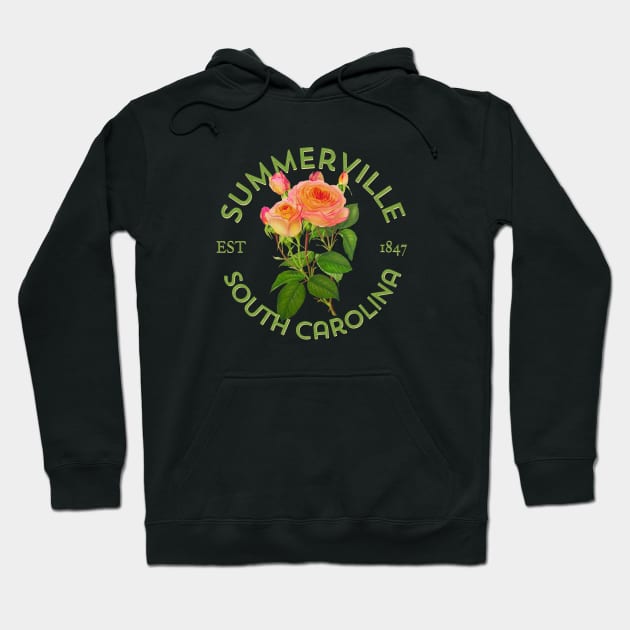Summerville SC Vintage Style Roses Design Hoodie by Pine Hill Goods